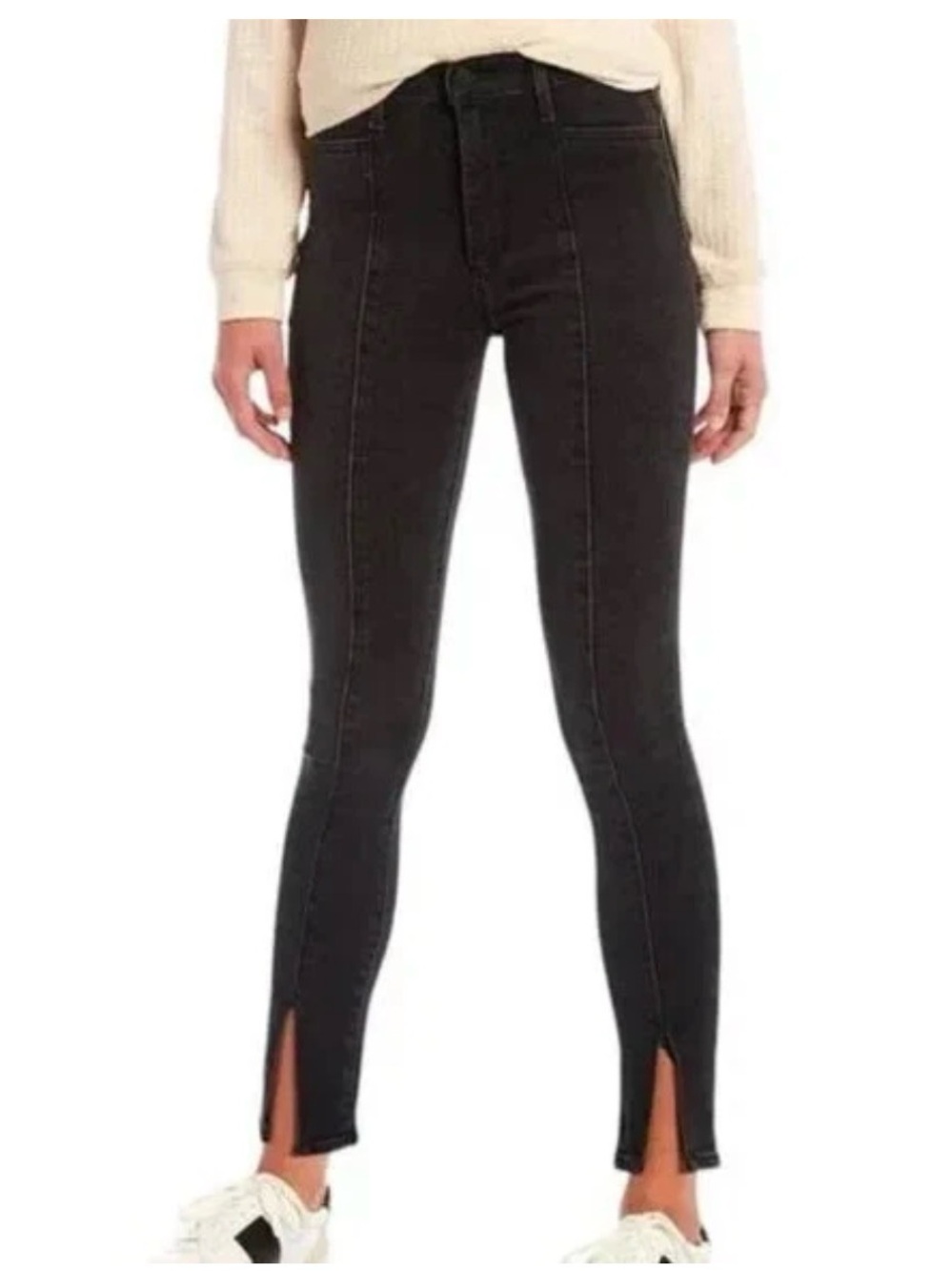 Joe’s The Bella High-Rise Black Skinny Jeans with Ankle Slits size 32